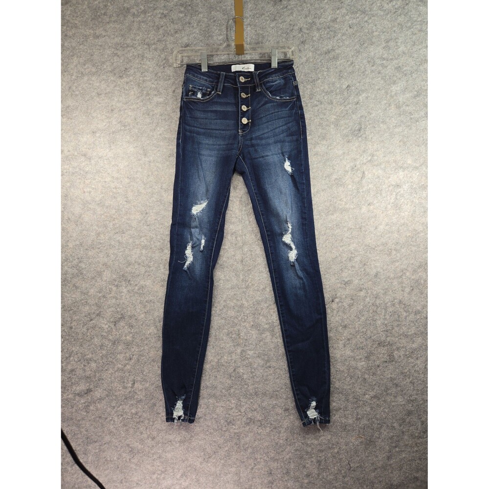 Kancan Estilo Super Skinny Button Fly High Rise Stretchy Distressed Jeans 1/24